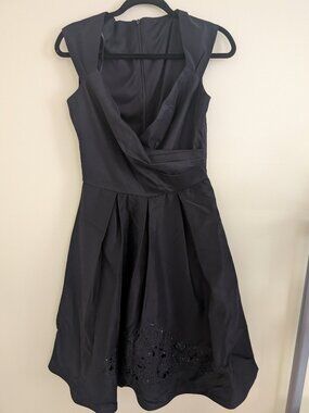 Patra Black Embroidered Fit Flare Dress